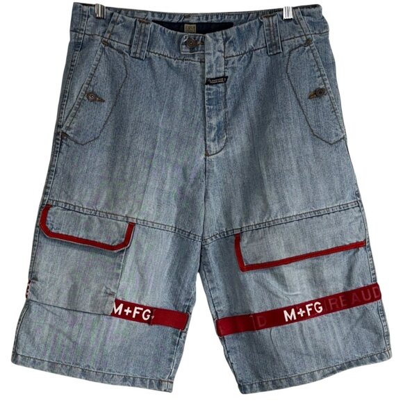 Vintage Girbaud Marithé & François Denim Cargo Shorts Streetwear M+Fg Accent 34" - Picture 1 of 11